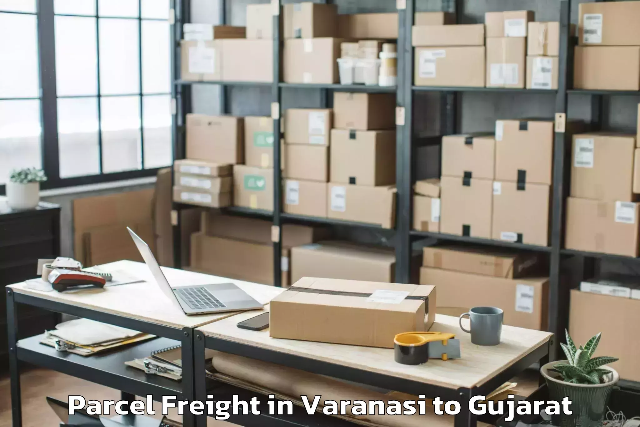 Easy Varanasi to Baria Parcel Freight Booking